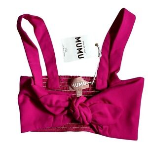 Show Me Your Mumu Kaden Tie-Front Crop Top Bright Pink Size Small